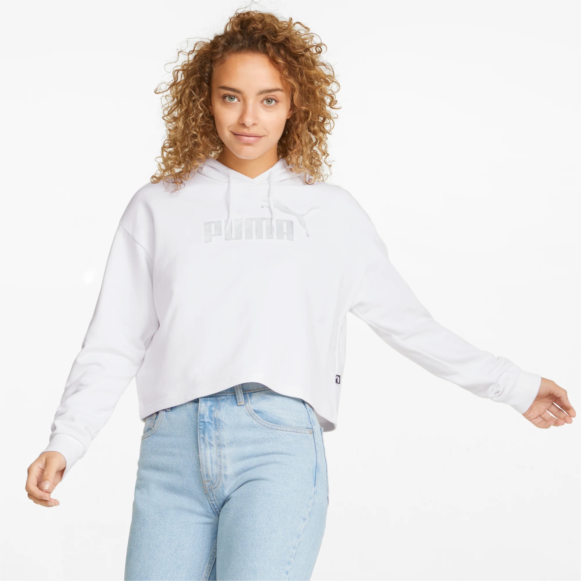 ess+ metallic logo cropped hoodie tr w -B34 - Imagen 3